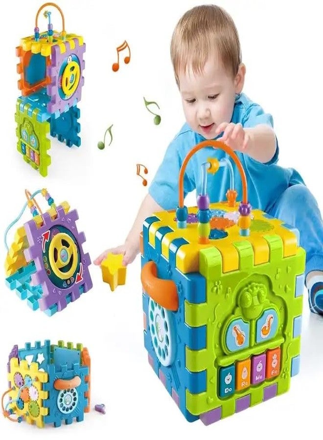 Cable World Baby Toddler Activity Center Musical Activity Cube Play Learning Center Toy Interactive Educational Activity House Multi-Functions with Lights Sounds (Big Activity Cube) - Image 1